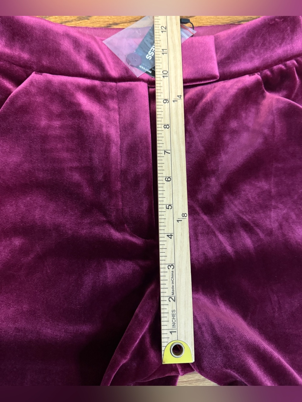 NWT Express The Editor Wide Leg Velvet Trouser Pants Berry Plum Size 4 Regular - Picture 8 of 9